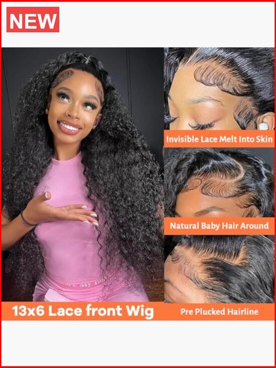 30 Inch Deep Wave Lace Front Wig Human Hair 13x6 HD Lace Frontal Pre Plucked main image 5